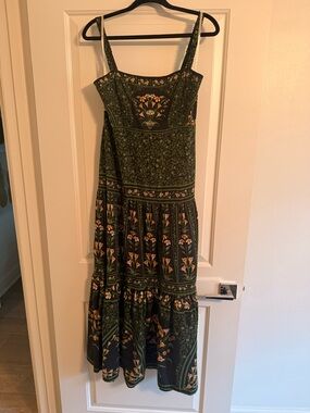 FARM Rio Green Floral Embroidered-Style Maxi Dress Size Large